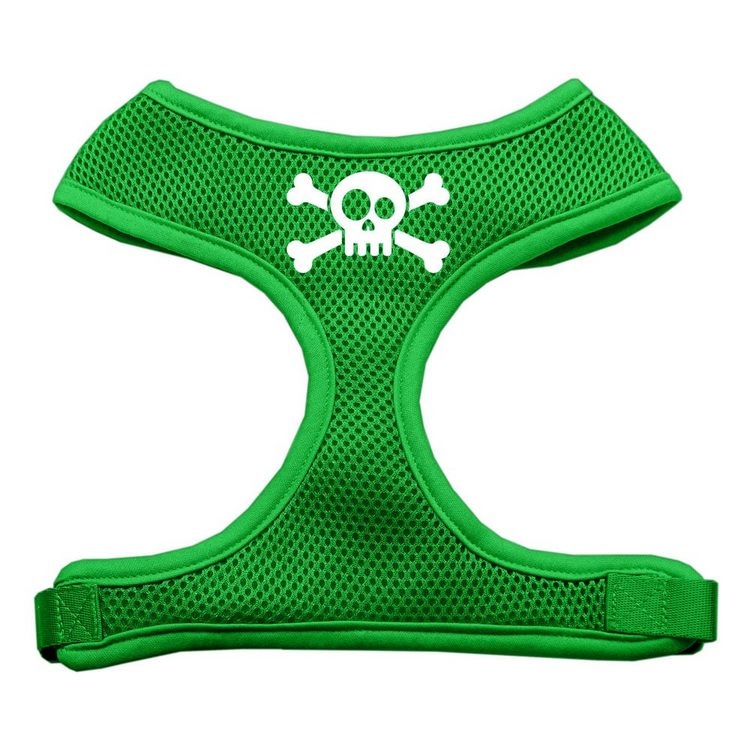 Skull Crossbones Screen Print Screen Print Mesh Pet Harness Emerald Green